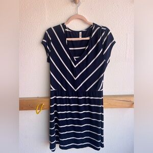 Xhilaration Blue and White striped Fit and Flare Midi Dress